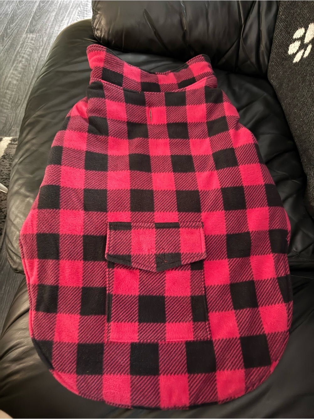 Cozy Red & Black Buffalo Plaid Dog Coat with Pocket